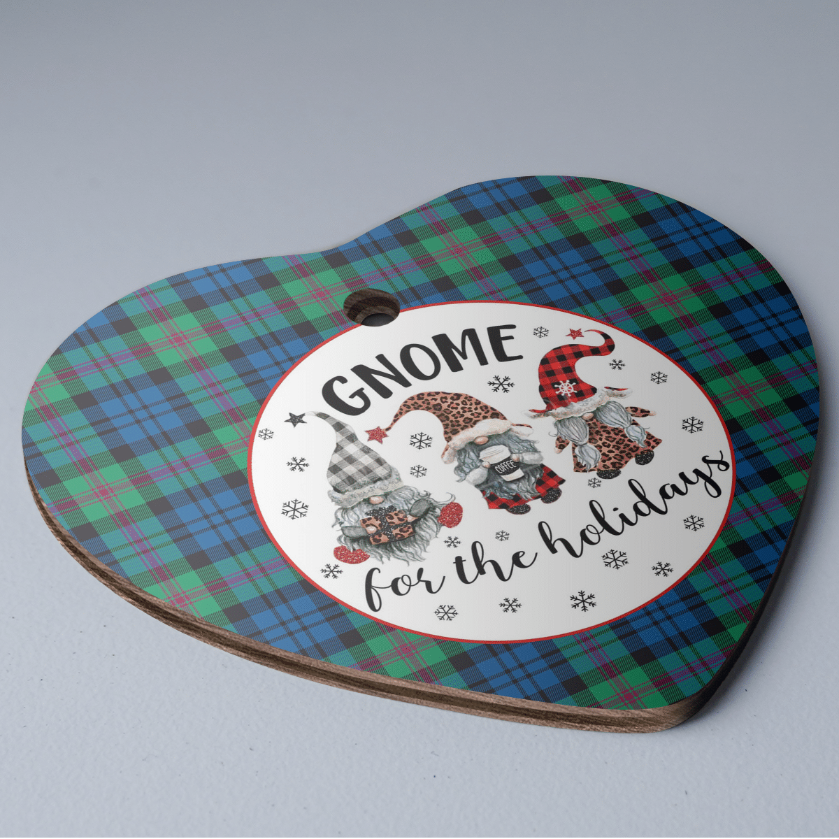 Clan Baird Ancient Tartan Gnome Heart Ceramic Ornament LP71 Baird Ancient Tartan Gnome Tartan Christmas   