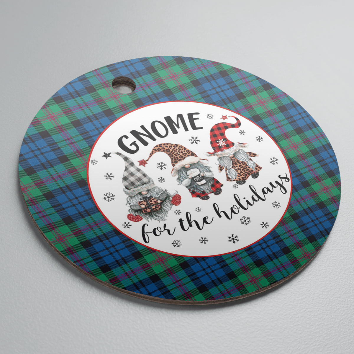 Clan Baird Ancient Tartan Gnome Round Ceramic Ornament OT98 Baird Ancient Tartan Tartan Christmas   