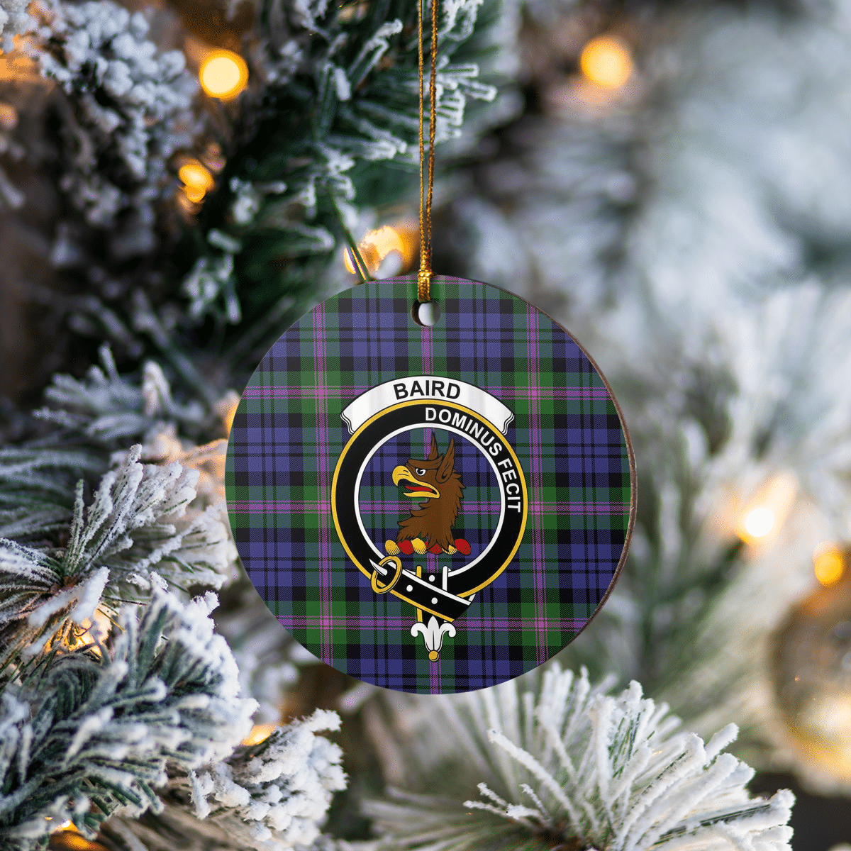 Clan Baird Modern Tartan Crest Round Ceramic Ornament EP26 Baird Modern Tartan Tartan Christmas   