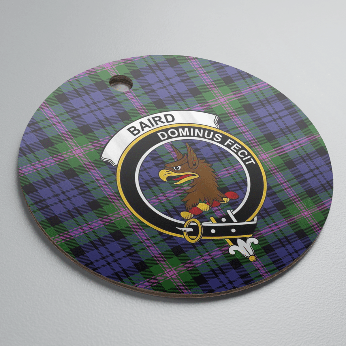 Clan Baird Modern Tartan Crest Round Ceramic Ornament EP26 Baird Modern Tartan Tartan Christmas   