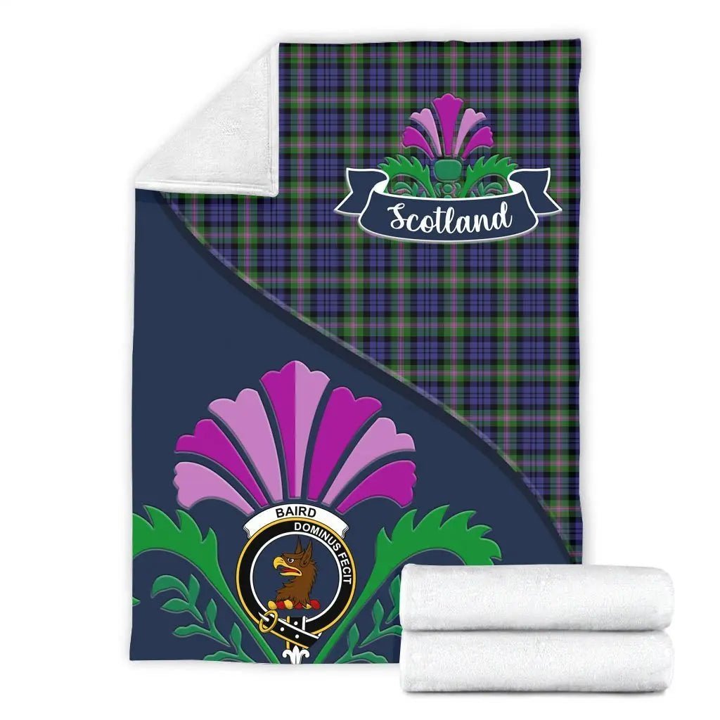 Clan Baird Tartan Crest Premium Blanket Thistle Style VR43 Clan Baird Tartan Today   