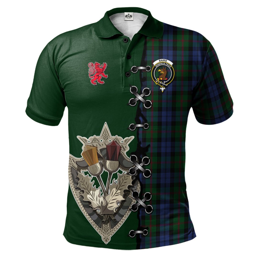 Clan Baird Tartan Polo Shirt - Lion Rampant And Celtic Thistle Style ZE77 Baird Tartan Tartan Polo   