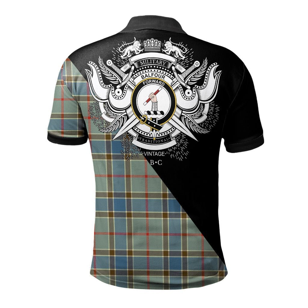 Clan Balfour Blue Clan - Military Polo Shirt OB63 Balfour Blue Tartan Tartan Polo   