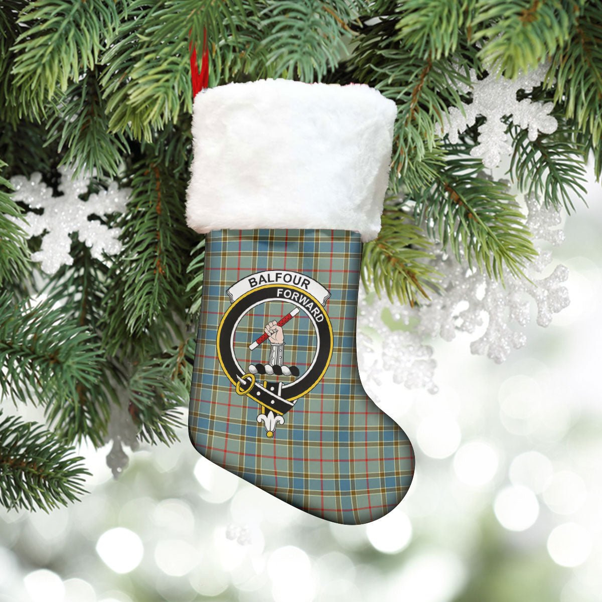 Clan Balfour Blue Tartan Crest Christmas Stocking UY78 Balfour Blue Tartan Tartan Stocking   