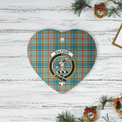 Clan Balfour Blue Tartan Crest Heart Ceramic Ornament WE60 Balfour Blue Tartan Tartan Christmas   