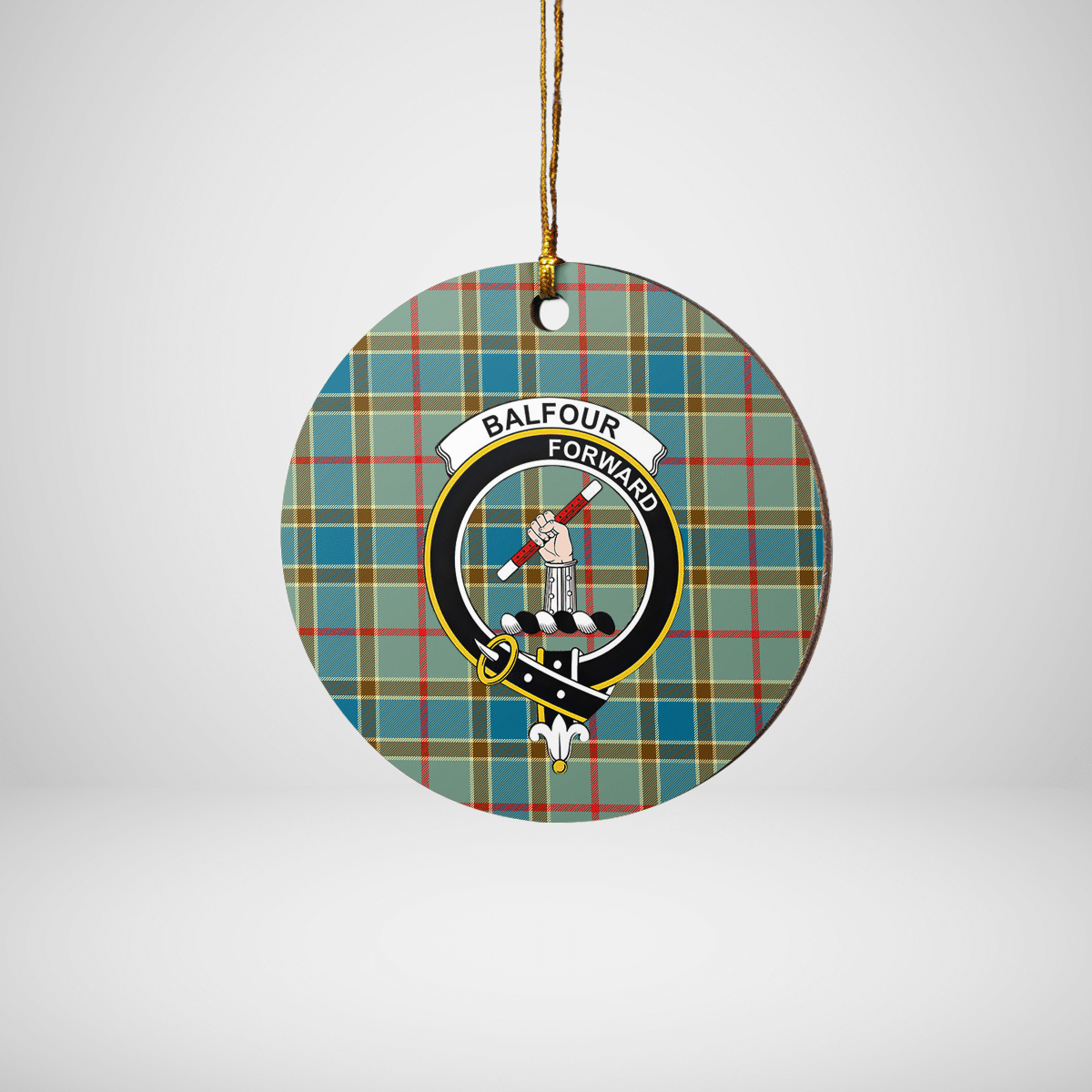 Clan Balfour Blue Tartan Crest Round Ceramic Ornament IT68 Balfour Blue Tartan Tartan Christmas   