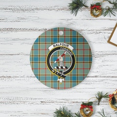 Clan Balfour Blue Tartan Crest Round Ceramic Ornament IT68 Balfour Blue Tartan Tartan Christmas   