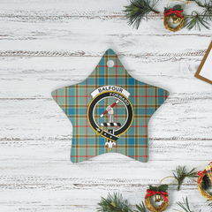 Clan Balfour Blue Tartan Crest Star Ceramic Ornament XY46 Balfour Blue Tartan Tartan Christmas   