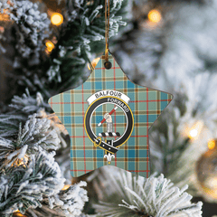 Clan Balfour Blue Tartan Crest Star Ceramic Ornament XY46 Balfour Blue Tartan Tartan Christmas   