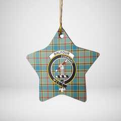 Clan Balfour Blue Tartan Crest Star Ceramic Ornament XY46 Balfour Blue Tartan Tartan Christmas   