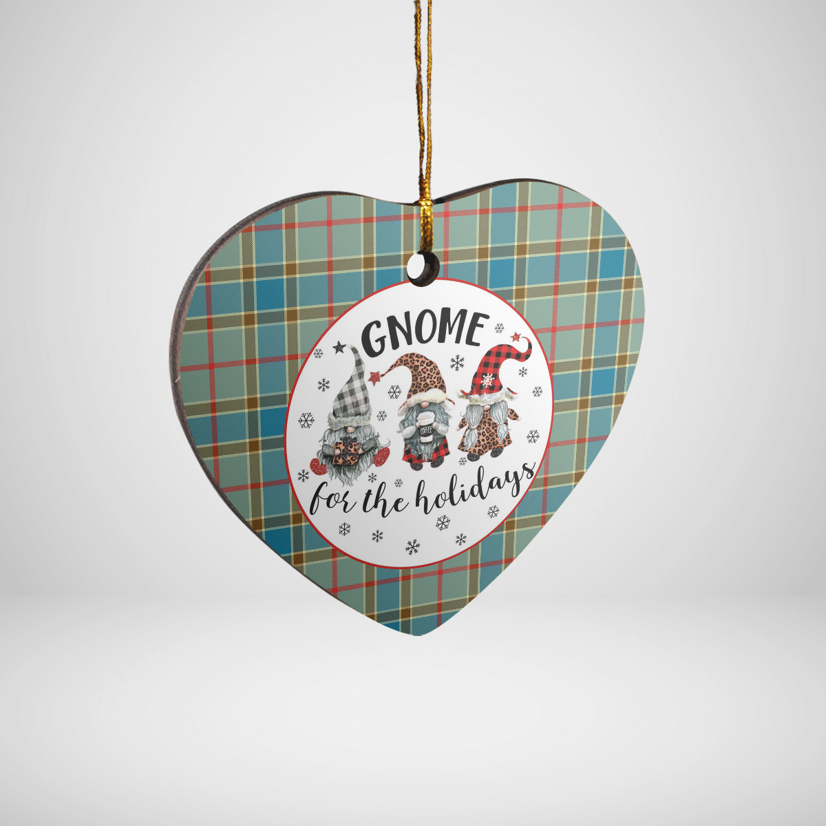 Clan Balfour Blue Tartan Gnome Heart Ceramic Ornament EV64 Balfour Blue Tartan Gnome Tartan Christmas   