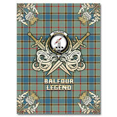 Clan Balfour Blue Tartan Gold Courage Symbol Blanket IJ34 Clan Balfour Tartan Today   