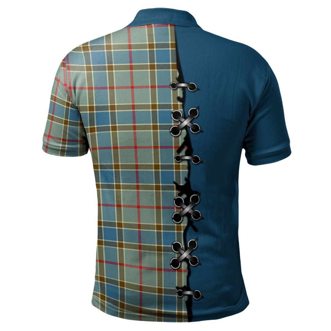 Clan Balfour Blue Tartan Polo Shirt - Lion Rampant And Celtic Thistle Style ZC53 Balfour Blue Tartan Tartan Polo   