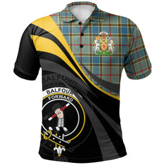 Clan Balfour Blue Tartan Polo Shirt - Royal Coat Of Arms Style VE18 Balfour Blue Tartan Tartan Polo   