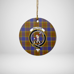 Clan Balfour Modern Tartan Crest Round Ceramic Ornament NQ66 Balfour Modern Tartan Tartan Christmas   