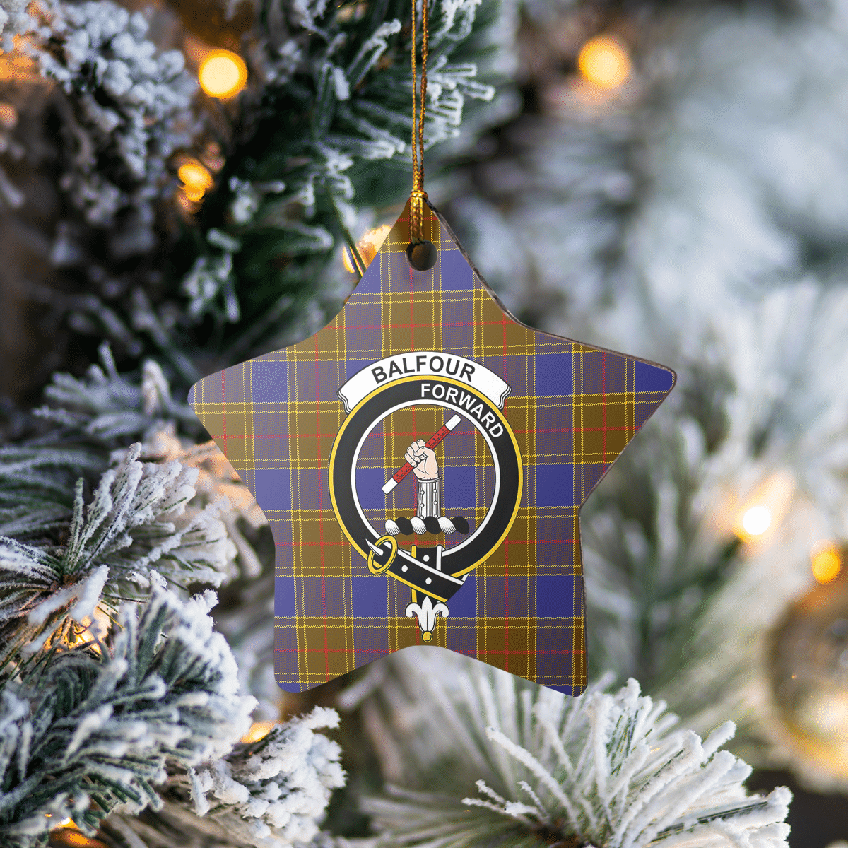 Clan Balfour Modern Tartan Crest Star Ceramic Ornament BI20 Balfour Modern Tartan Tartan Christmas   