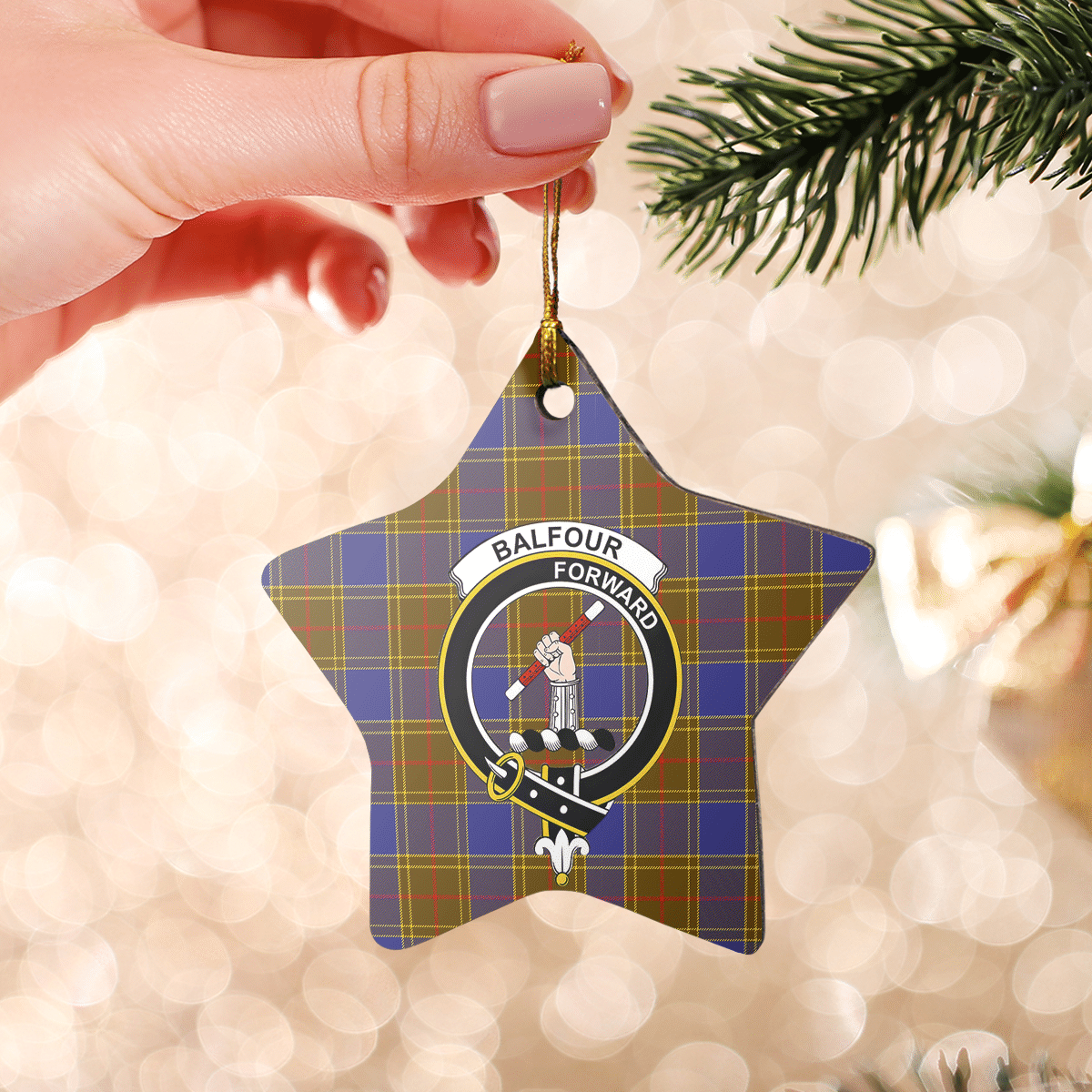 Clan Balfour Modern Tartan Crest Star Ceramic Ornament BI20 Balfour Modern Tartan Tartan Christmas   