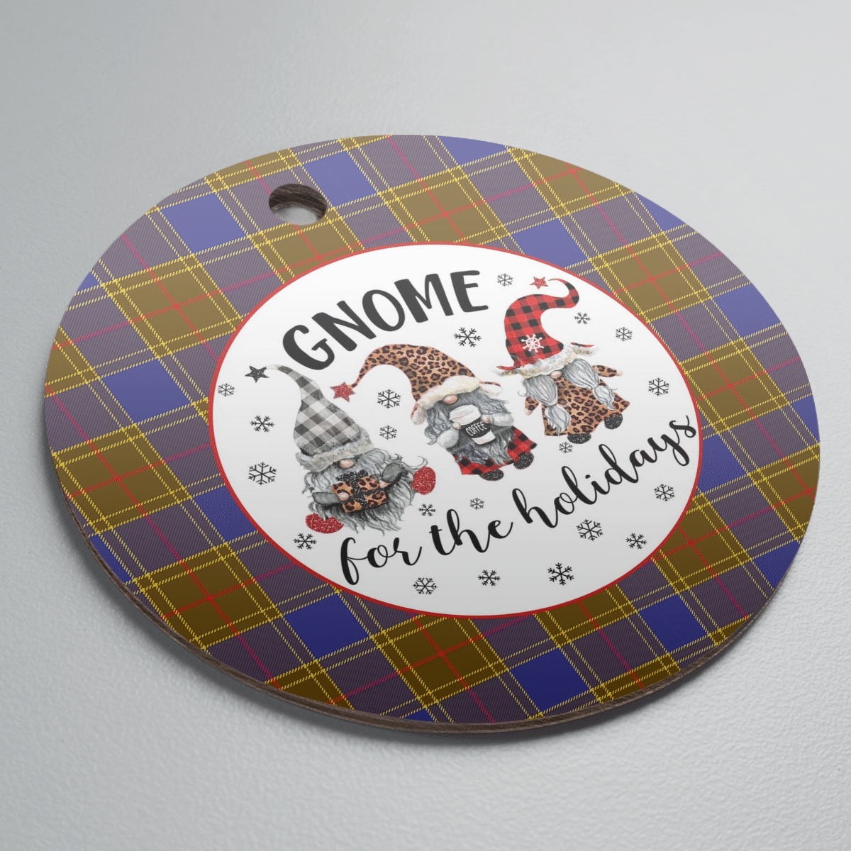 Clan Balfour Modern Tartan Gnome Round Ceramic Ornament TX80 Balfour Modern Tartan Tartan Christmas   