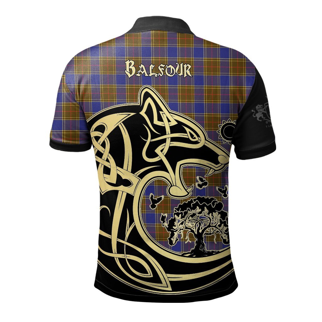 Clan Balfour Modern Tartan Polo Shirt Viking Wolf LO51 Balfour Modern Tartan Tartan Polo   