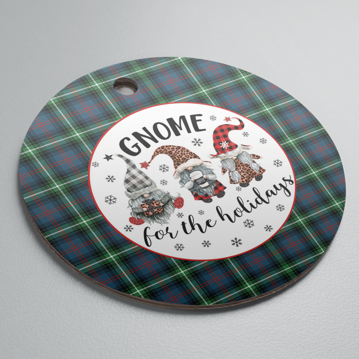 Clan Bannatyne 1 Tartan Gnome Round Ceramic Ornament UM89 Bannatyne 1 Tartan Tartan Christmas   