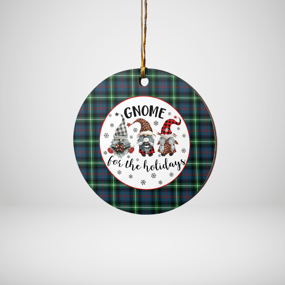 Clan Bannatyne 1 Tartan Gnome Round Ceramic Ornament UM89 Bannatyne 1 Tartan Tartan Christmas   