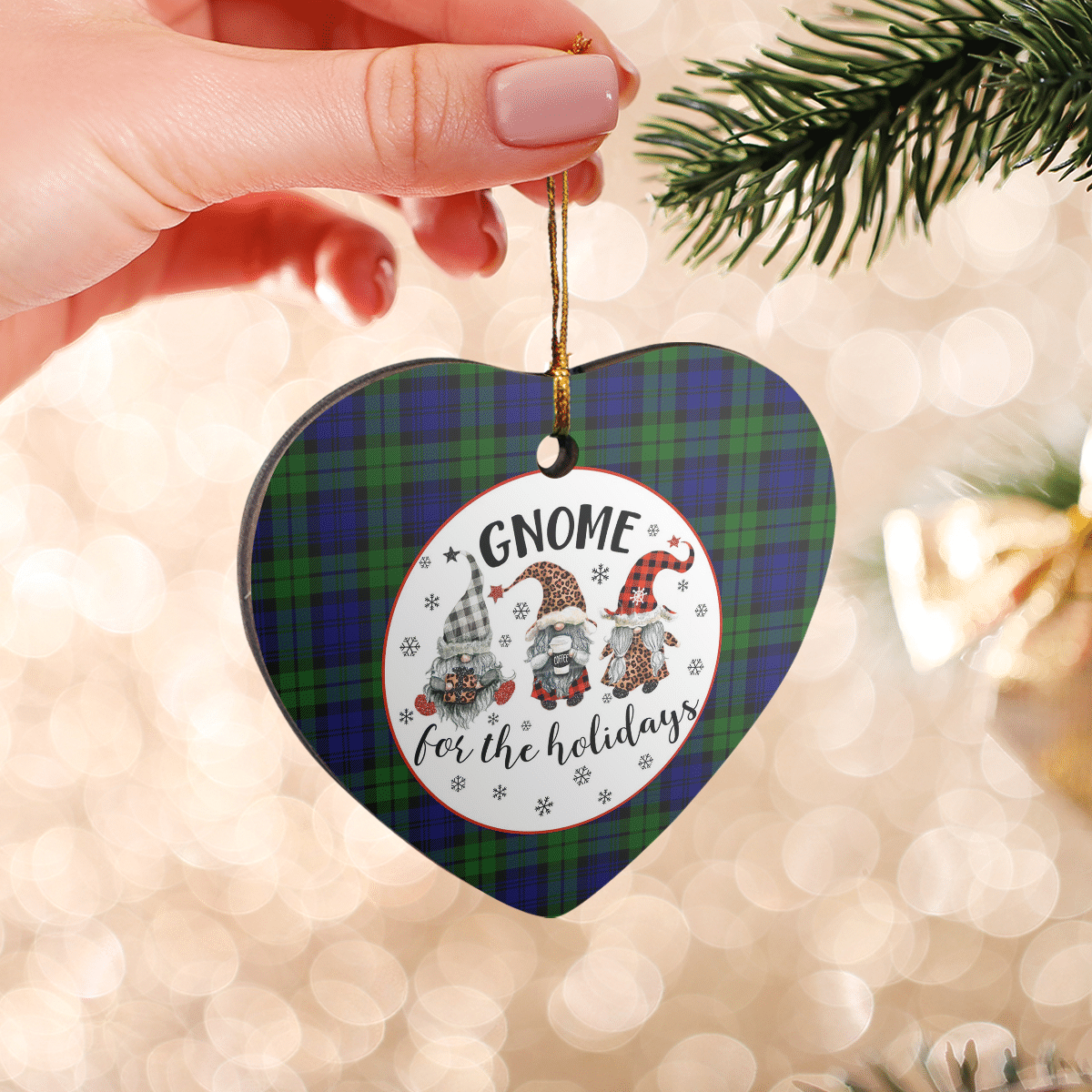 Clan Bannatyne 2 Tartan Gnome Heart Ceramic Ornament XB77 Bannatyne 2 Tartan Gnome Tartan Christmas   