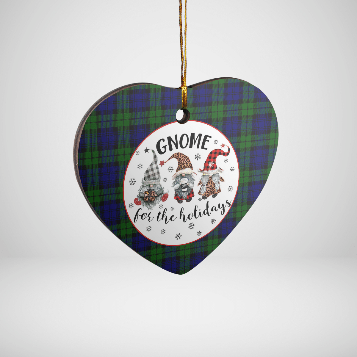 Clan Bannatyne 2 Tartan Gnome Heart Ceramic Ornament XB77 Bannatyne 2 Tartan Gnome Tartan Christmas   