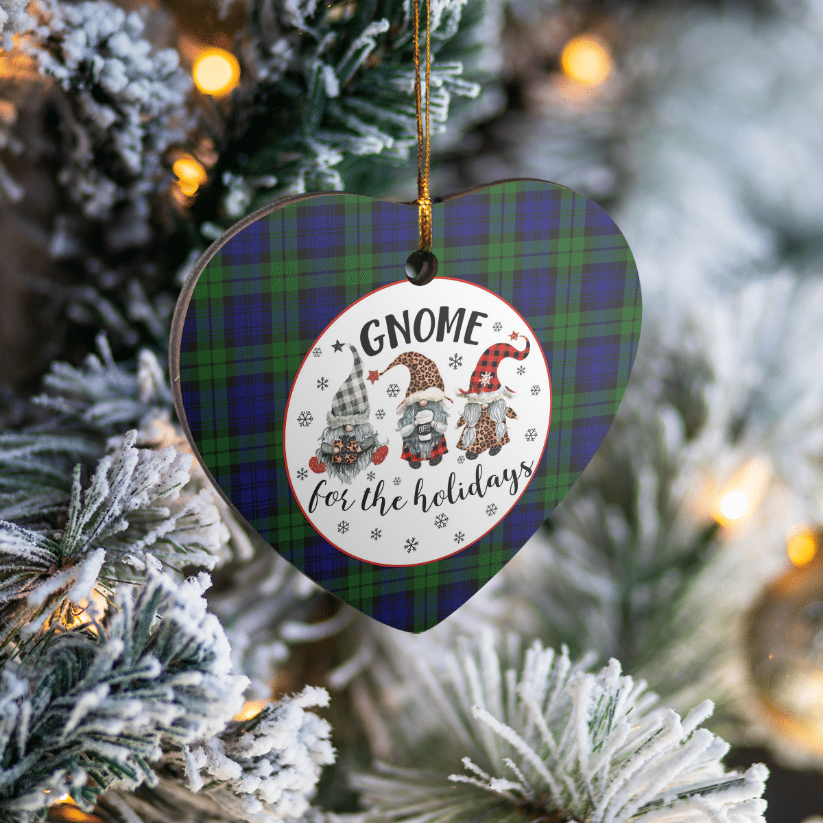 Clan Bannatyne 2 Tartan Gnome Heart Ceramic Ornament XB77 Bannatyne 2 Tartan Gnome Tartan Christmas   