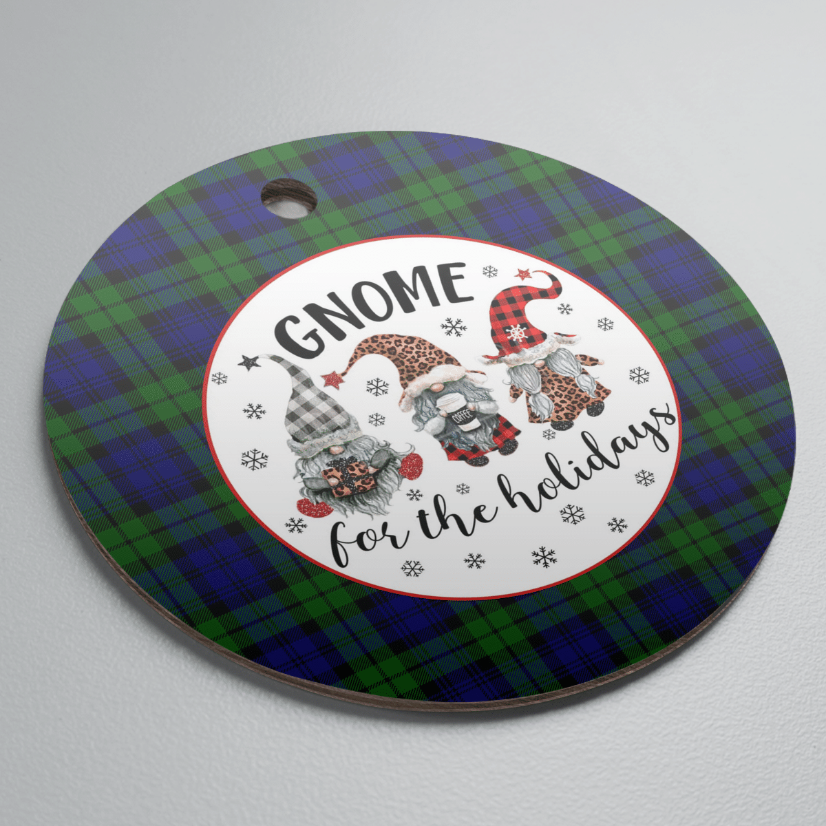 Clan Bannatyne 2 Tartan Gnome Round Ceramic Ornament IT56 Bannatyne 2 Tartan Tartan Christmas   