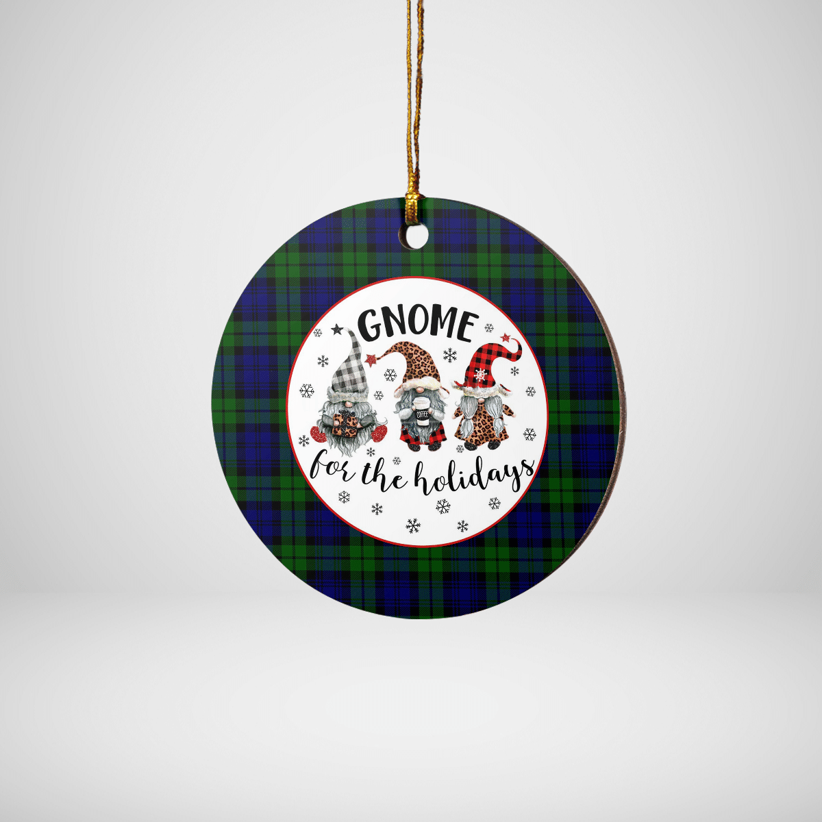 Clan Bannatyne 2 Tartan Gnome Round Ceramic Ornament IT56 Bannatyne 2 Tartan Tartan Christmas   