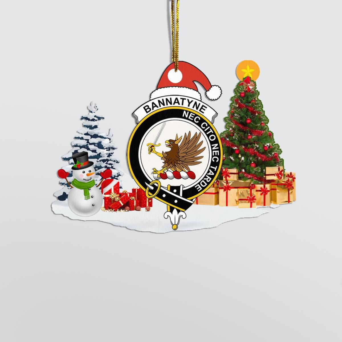 Clan Bannatyne Crest Tartan Acrylic Christmas Ornament PL31 Bannatyne Tartan Tartan Christmas   