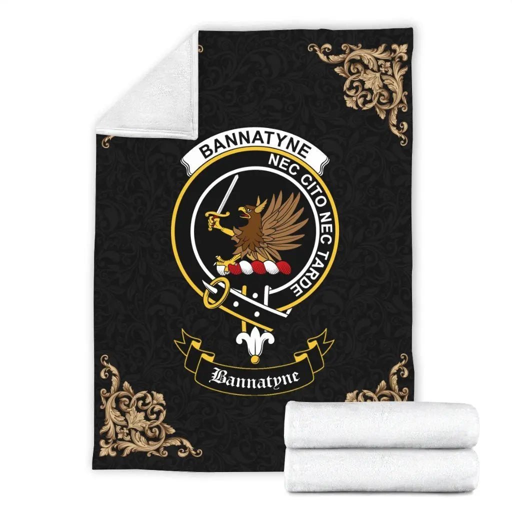 Clan Bannatyne Crest Tartan Premium Blanket Black YW99 Clan Bannatyne Tartan Today   