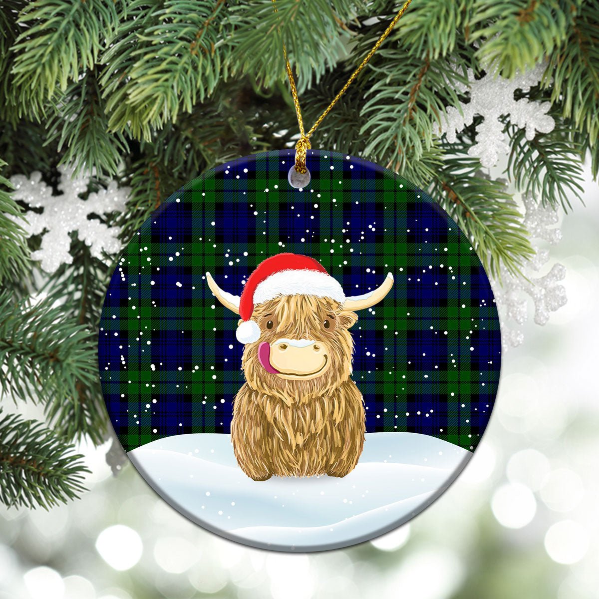 Clan Bannatyne Tartan Christmas Ceramic Ornament Highland Cows Style DR93 Bannatyne Tartan Tartan Ornament   