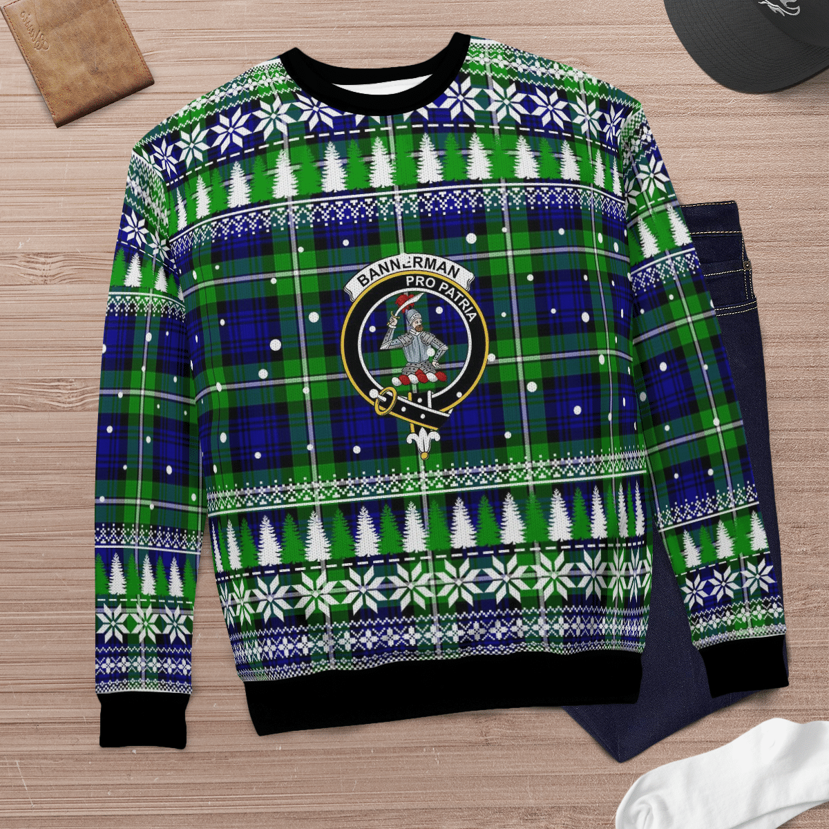 Clan Bannerman Crest Tartan Christmas Ugly Sweater YH17 Bannerman Crest Tartan Tartan Ugly Sweater   