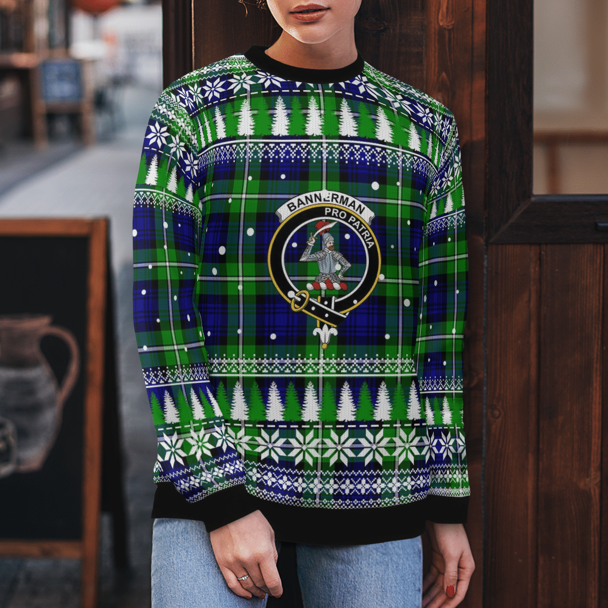 Clan Bannerman Crest Tartan Christmas Ugly Sweater YH17 Bannerman Crest Tartan Tartan Ugly Sweater   