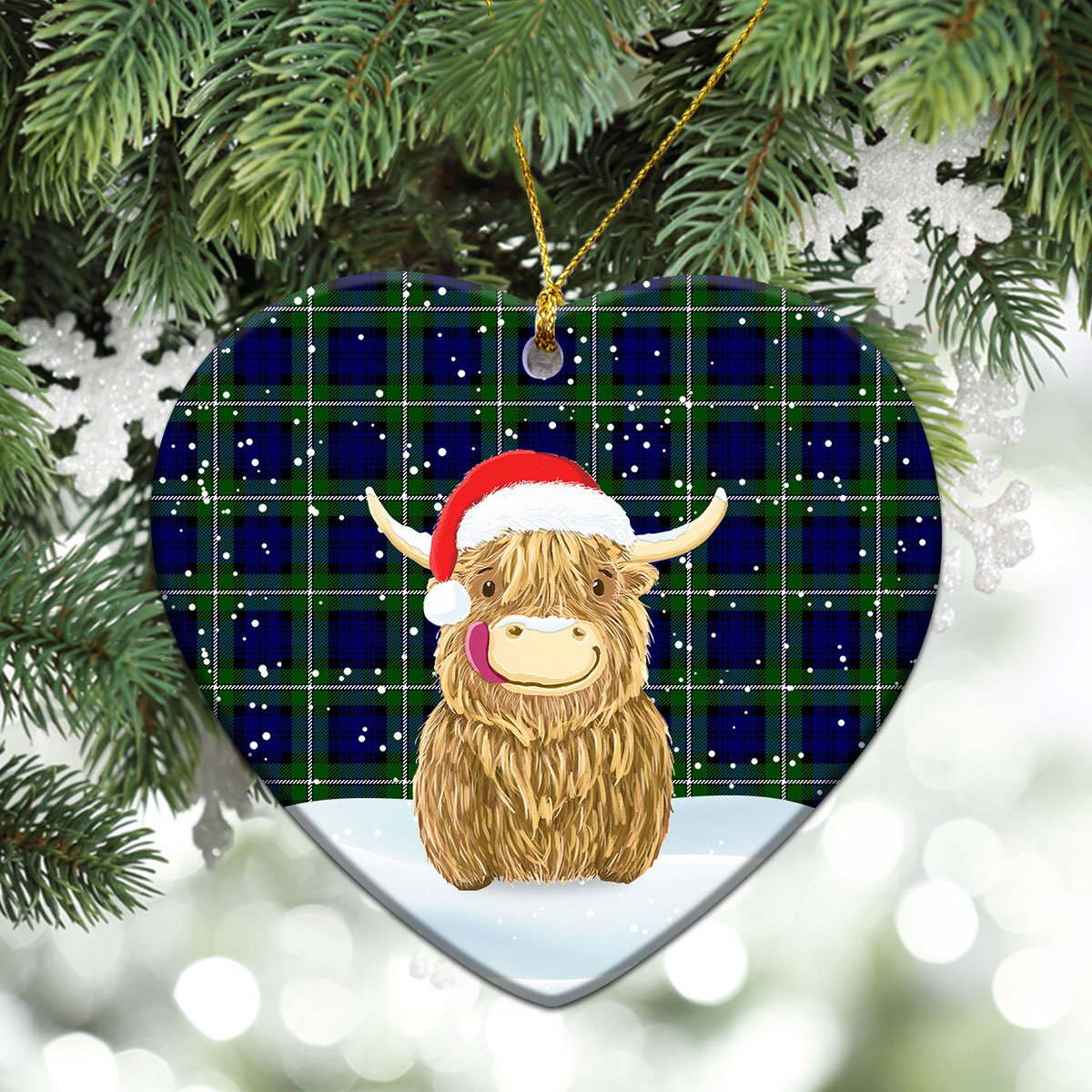 Clan Bannerman Tartan Christmas Ceramic Ornament Highland Cows Style HT49 Bannerman Tartan Tartan Ornament   