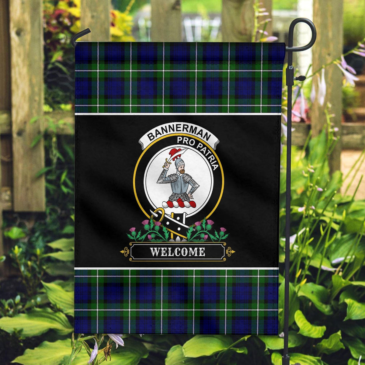 Clan Bannerman Tartan Crest Garden Flag  - Welcome  RP53 Clan Bannerman Tartan Today   