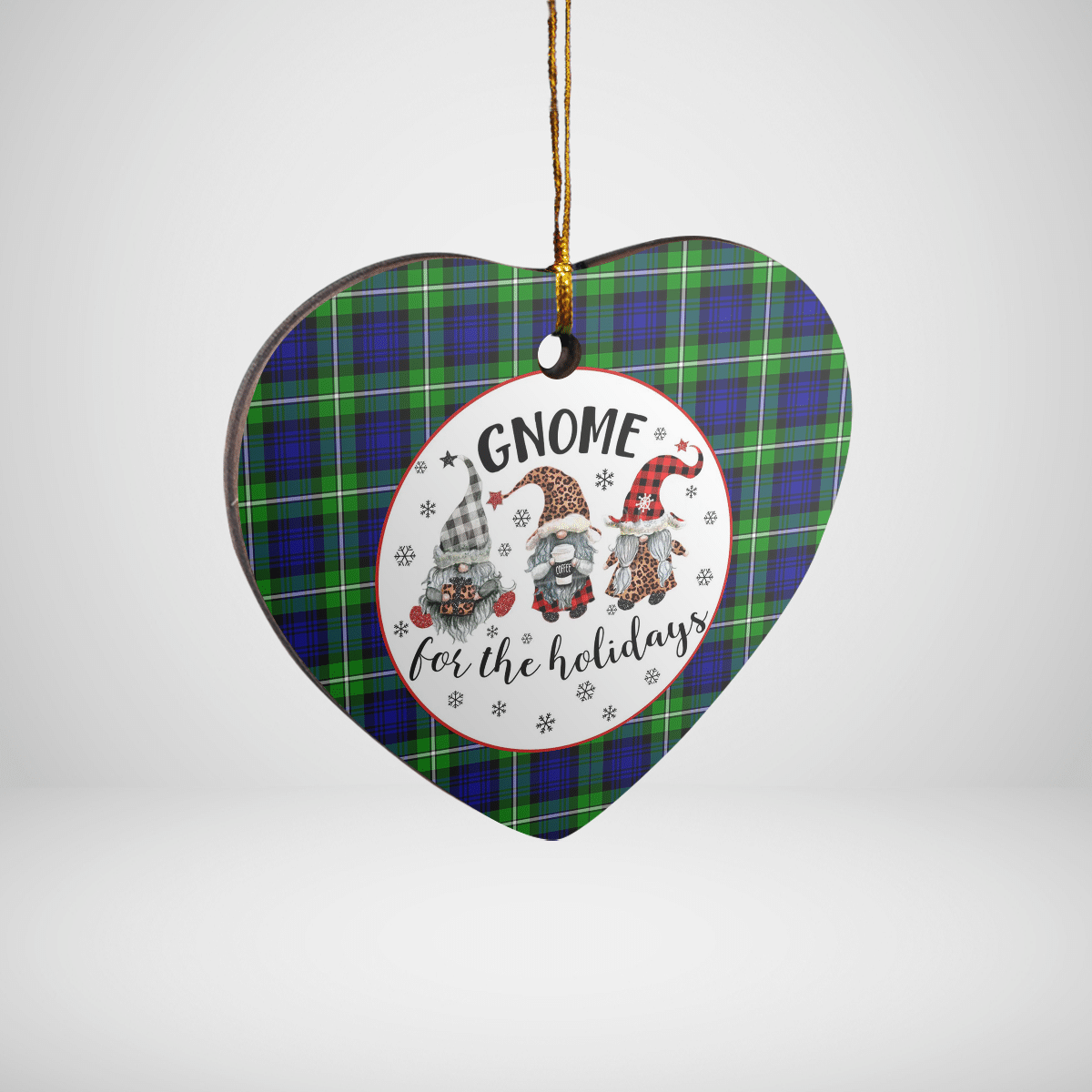 Clan Bannerman Tartan Gnome Heart Ceramic Ornament DO30 Bannerman Tartan Gnome Tartan Christmas   