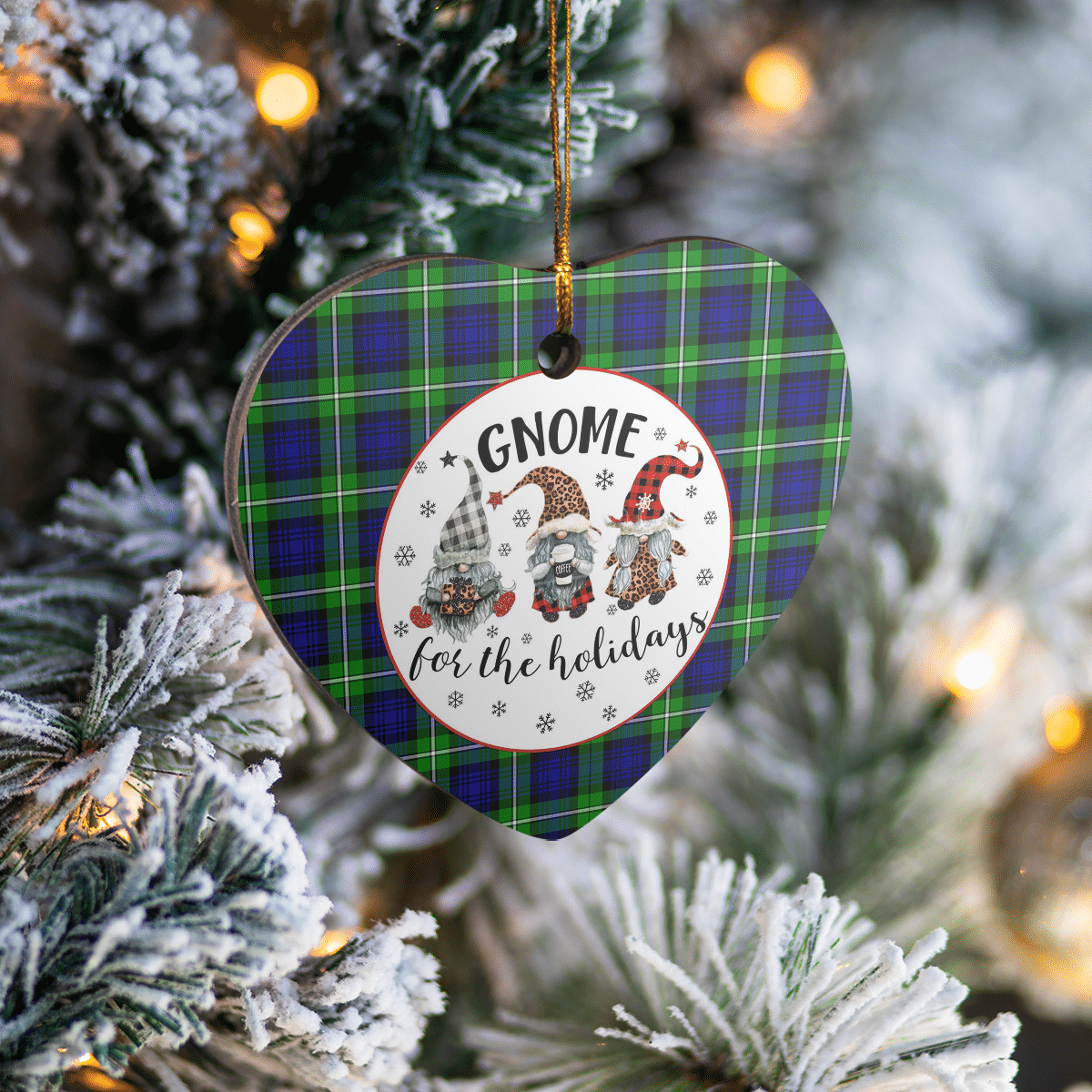 Clan Bannerman Tartan Gnome Heart Ceramic Ornament DO30 Bannerman Tartan Gnome Tartan Christmas   