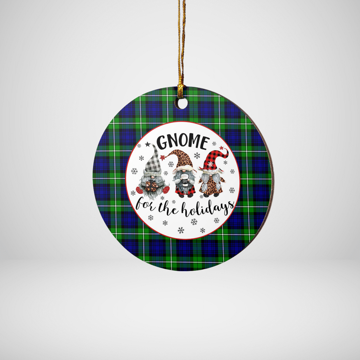 Clan Bannerman Tartan Gnome Round Ceramic Ornament HU89 Bannerman Tartan Tartan Christmas   