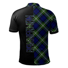 Clan Bannerman Tartan Polo Shirt Half of Me - Cross Style BV87 Bannerman Tartan Tartan Polo   