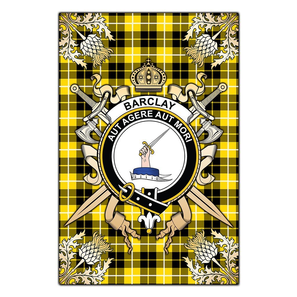 Clan Barclay Dress Modern Tartan Crest Black Garden Flag  - Gold Thistle  JR26 Clan Barclay Tartan Today   