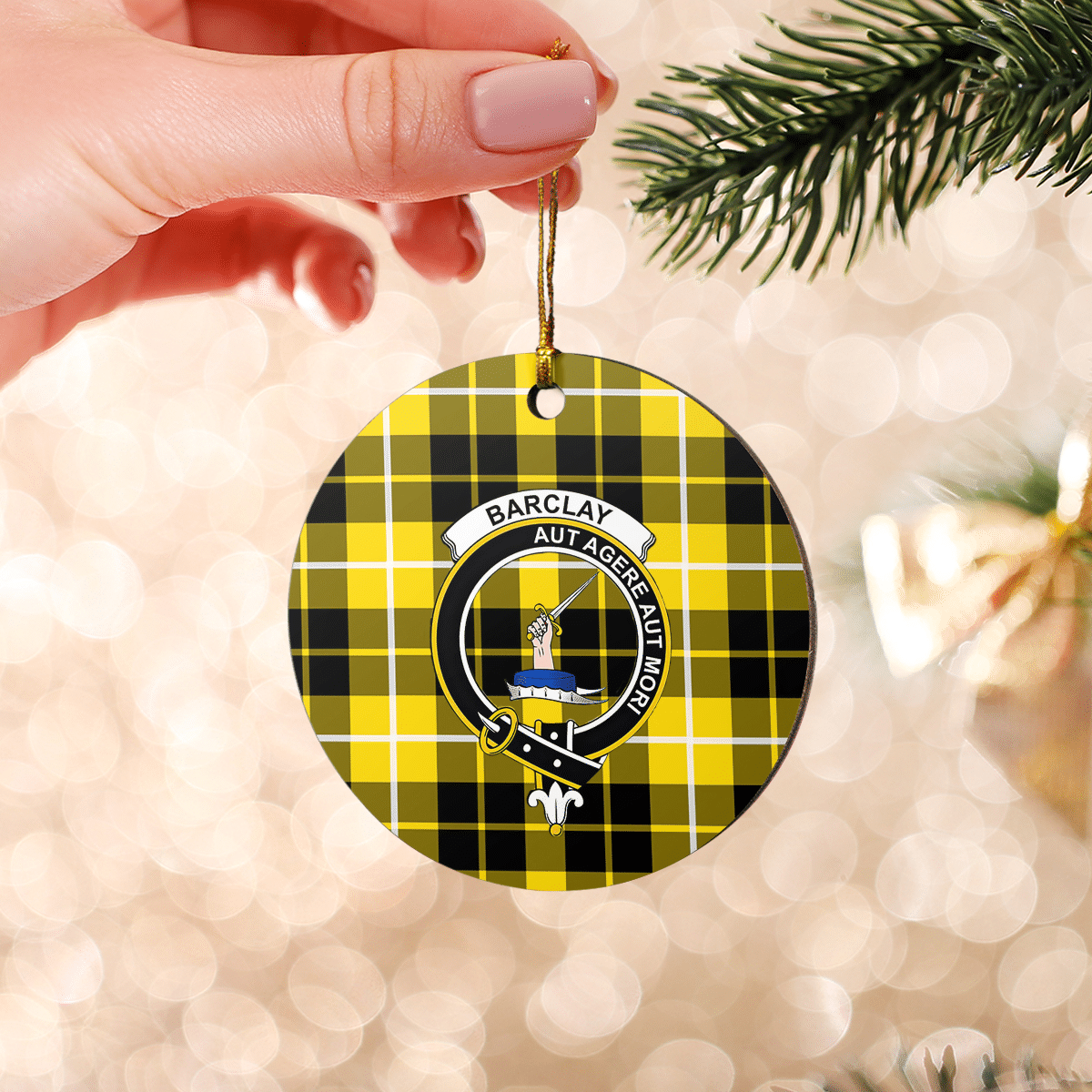 Clan Barclay Dress Modern Tartan Crest Round Ceramic Ornament UU31 Barclay Dress Modern Tartan Tartan Christmas   