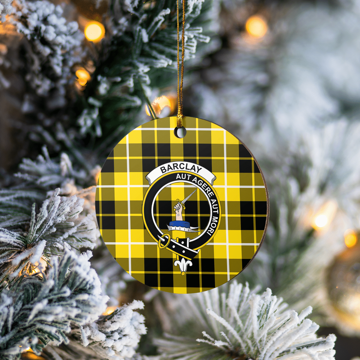 Clan Barclay Dress Modern Tartan Crest Round Ceramic Ornament UU31 Barclay Dress Modern Tartan Tartan Christmas   