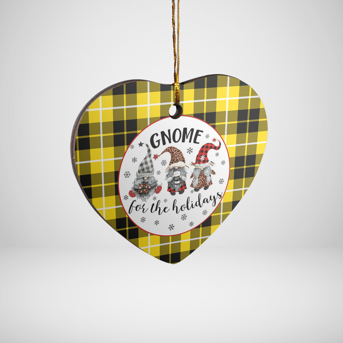 Clan Barclay Dress Modern Tartan Gnome Heart Ceramic Ornament EY40 Barclay Dress Modern Tartan Gnome Tartan Christmas   