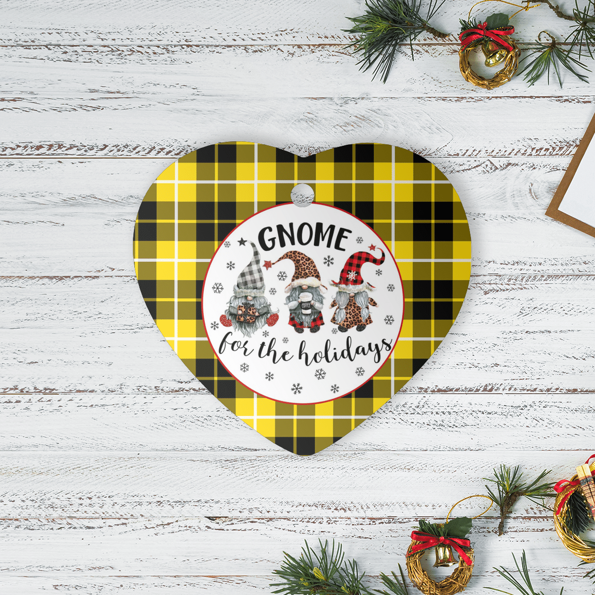 Clan Barclay Dress Modern Tartan Gnome Heart Ceramic Ornament EY40 Barclay Dress Modern Tartan Gnome Tartan Christmas   