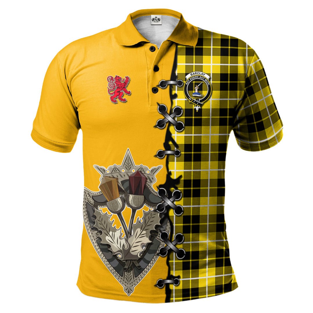 Clan Barclay Dress Modern Tartan Polo Shirt - Lion Rampant And Celtic Thistle Style RN74 Barclay Dress Modern Tartan Tartan Polo   