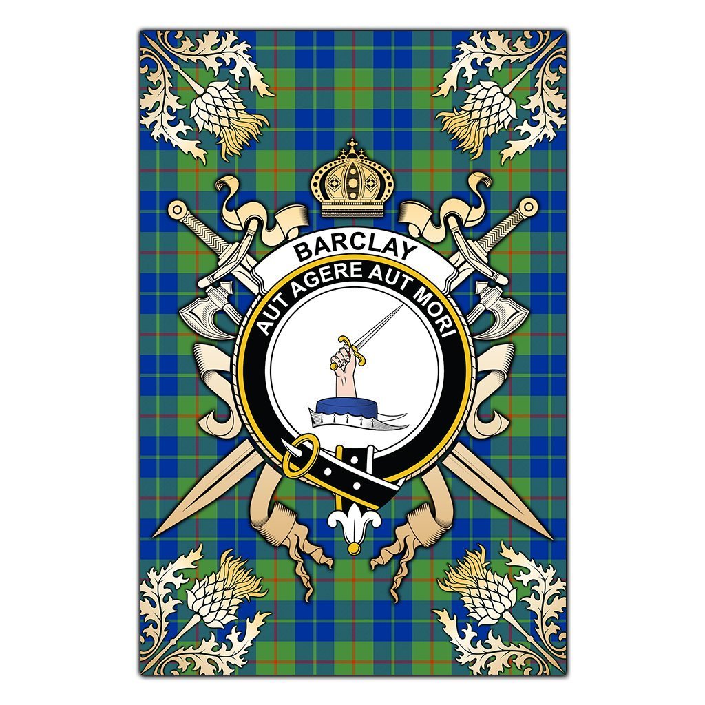 Clan Barclay Hunting Ancient Tartan Crest Black Garden Flag  - Gold Thistle  BB64 Clan Barclay Tartan Today   