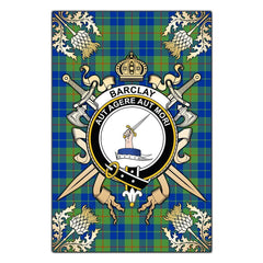 Clan Barclay Hunting Ancient Tartan Crest Black Garden Flag  - Gold Thistle  BB64 Clan Barclay Tartan Today   