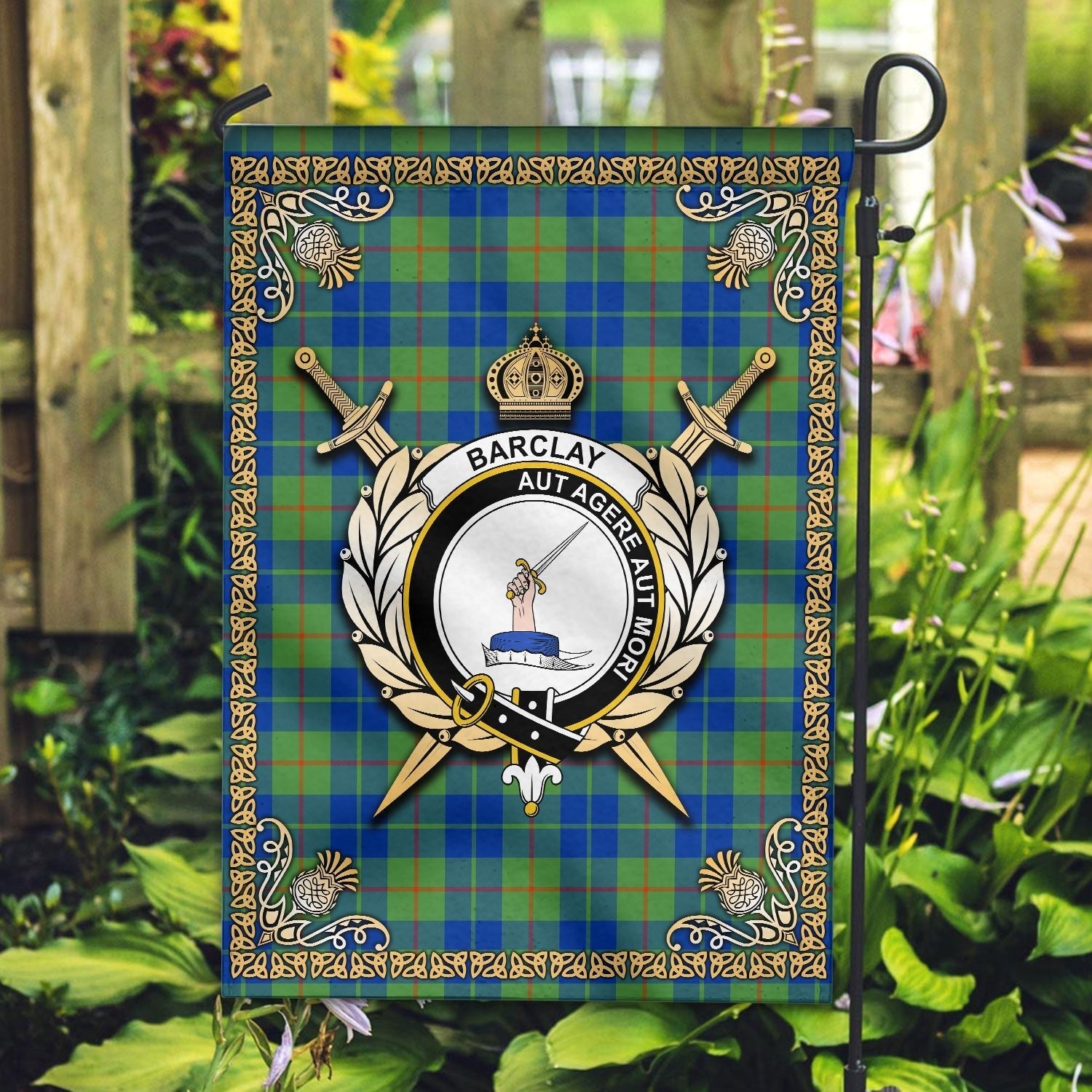 Clan Barclay Hunting Ancient Tartan Crest Garden Flag  - Celtic Thistle  PW85 Clan Barclay Tartan Today   